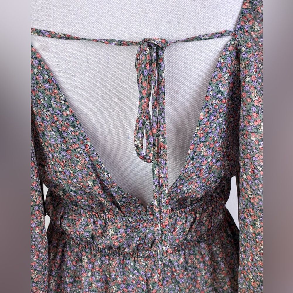 Nwt Cottagecore Cutie Floral Dress, Sweetheart Neckline ,Open Tie Back, Lined — image 6 of 8